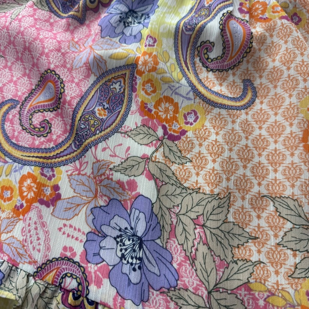 Fate Dress NWT Medium Paisley Floral Smocked Tiered Mini Spring Wedding Guest - Picture 10 of 11